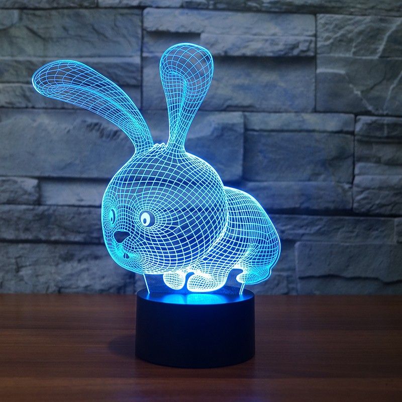 Lampara Infantil LED con forma de Conejo 3D