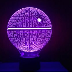 Lampara LED Efecto 3D Estrella de la Muerte