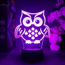 Luz LED con forma de búho para niños - Decoración Kawaii