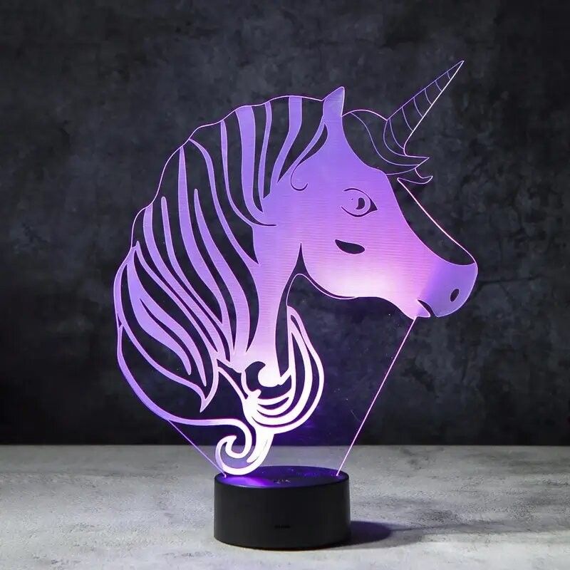 Lampara infantil LED 3D diseño Unicornio