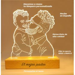 Lámpara Personalizada con Foto Ilustrada en Metacrilato. Regalos Únicos para Mujeres y Hombres