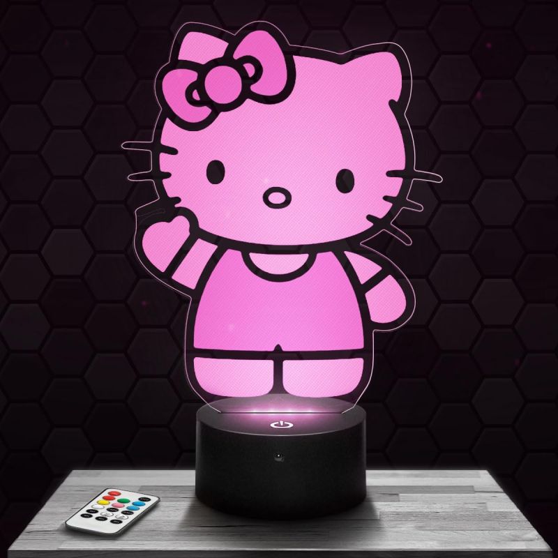 Lampara Infantil Hello Kitty 3D - Lámpara de mesilla de noche, luz nocturna táctil ilusión 3D, regalo para niños y niñas. Lampara Infantil Hello Kitty 3D - Lámpara de mesilla de noche, luz nocturna táctil ilusión 3D, regalo para niños y niñas.