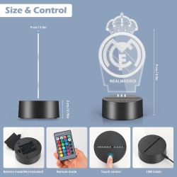 Lámpara Escudo Real Madrid - Efecto 3D - Fútbol para regalar.